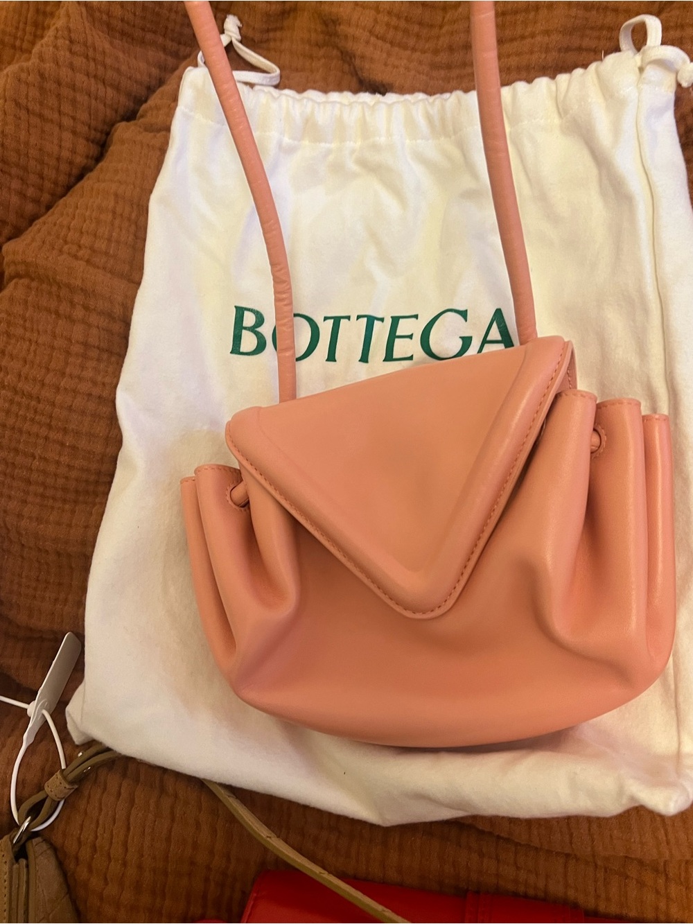 Bottega Veneta Peach-Pink Small Beak Crossbody Bag